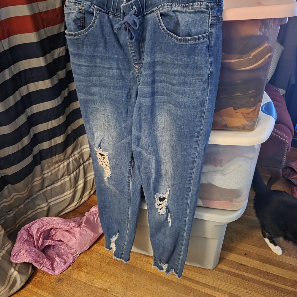 Royalty For Me Light Blue Ripped Boyfriend Jeans